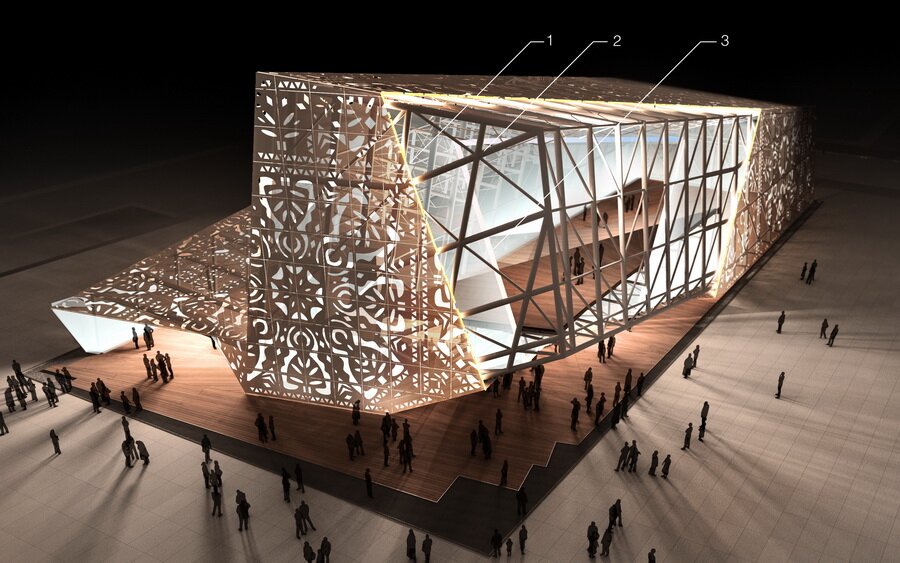 structure pavillon polonais shanghai expo chopin dentelle Le pavillon polonais à lexposition universelle de Shanghai 2010