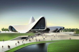 centre Heydar Aliyev bakou hadid 300x199 Un centre culturel aux courbes fluides dessiné par Zaha Hadid