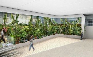 mur vegetal pole commerce loisir confluence 300x185 Un nouveau centre commercial à lallure dun paquebot à Lyon Confluence