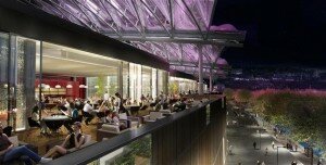 terrasse restaurant lyno confluence place nautique pole loisir 300x152 Un nouveau centre commercial à lallure dun paquebot à Lyon Confluence