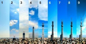 tour tokyo sky tree travaux evolution 300x153 La plus haute tour de diffusion TV autoportée au monde est achevée : la Tokyo Sky Tree
