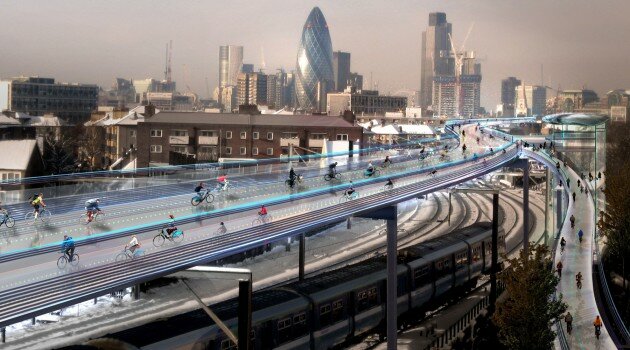 skycycle-londres-norman-foster-piste-cyclable
