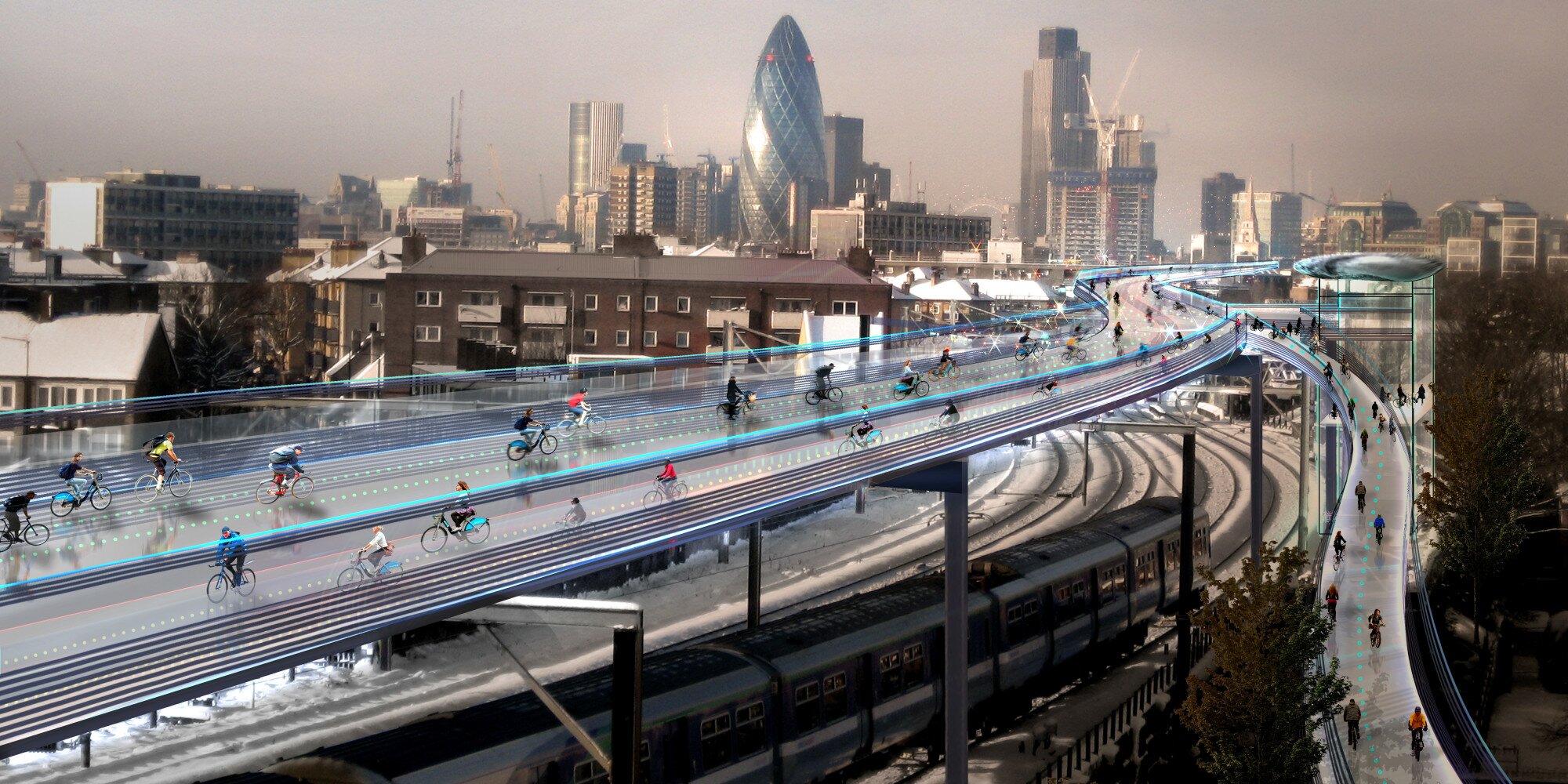skycycle-londres-norman-foster-piste-cyclable