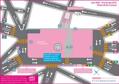 plan circulation place republique 2012 2013 Actualité des travaux de la place de la République à Paris, livraison prévue 2013