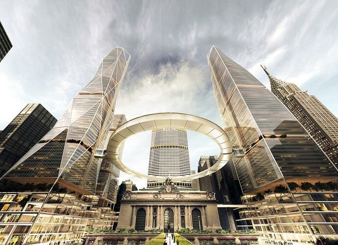 passerelle circulaire new york buildings Projet de passerelle circulaire en lévitation pour New York