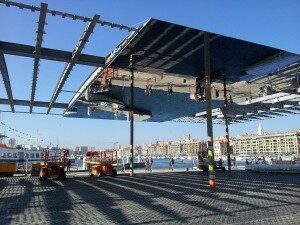 ombriere vieux port foster 300x225 Actualité du chantier du Vieux Port à Marseille : lombrière de Norman Foster