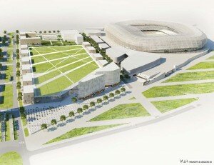 wilmotte allianz riviera eco quartier nice 300x231 Le nouvel éco quartier Saint Isidore à Nice à côté du nouveau stade Allianz Riviera