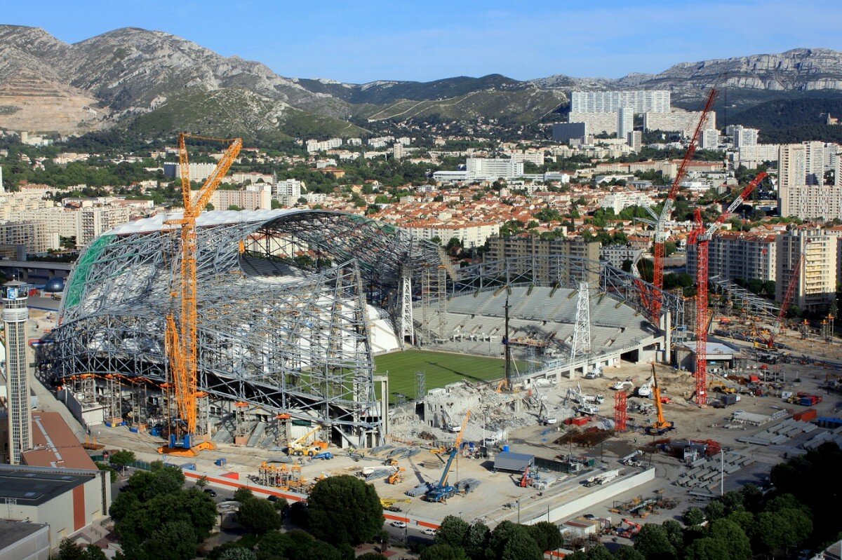 chantier velodrome marseille 1200x799 Suivez lintégralité du chantier du stade vélodrome à Marseille en direct