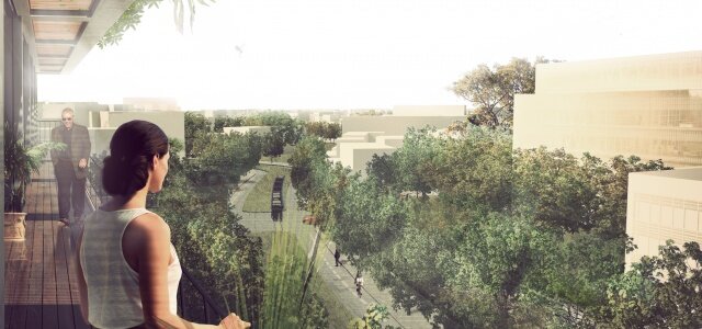 perspective projet laureat reconversion eai montpellier west8 Léquipe WEST 8 lauréate pour la reconversion dun site militaire de 35 ha en écoquartier à Montpellier