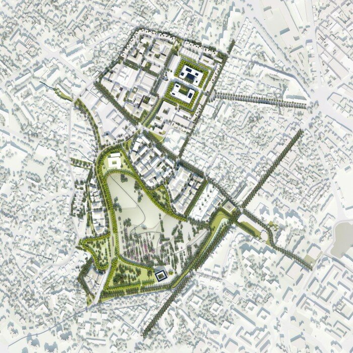 plan guide projet laureat reconversion eai montpellier west8 700x700 Léquipe WEST 8 lauréate pour la reconversion dun site militaire de 35 ha en écoquartier à Montpellier