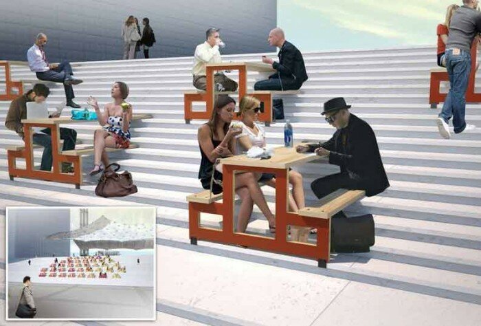 cantine mobilier urbain defense concours 700x474 La Défense, laboratoire en mobilier urbain