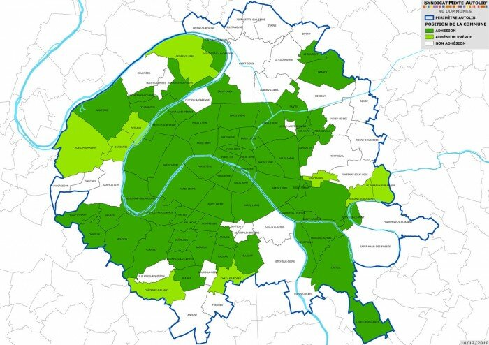 carte communes autolib bornes bluecars 700x494 Bolloré propose la bluecar, une voiture en libre service à Paris