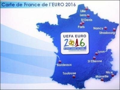 carte france euro 2016 ville stade football La France organisera l’Euro 2016: rénovation des stades en perspective