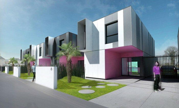 cg architecte projet container maisons mitoyennes 700x422 La Crossbox de CG Architectes : maison container