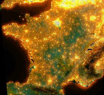 Rapport américain en faveur de létalement urbain etalement urbain france lumiere nuit image satellite Rapport américain en faveur de létalement urbain