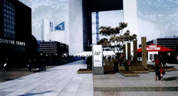 ilot urbain mobilier defense paris 700x378 La Défense, laboratoire en mobilier urbain
