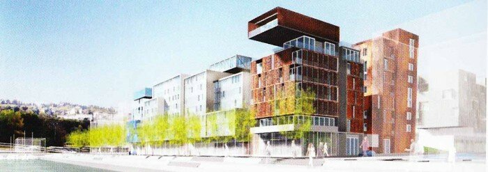 lyon island logements vergely lamy 700x247 Nouveaux logements pour Lyon confluence : Lyon island 