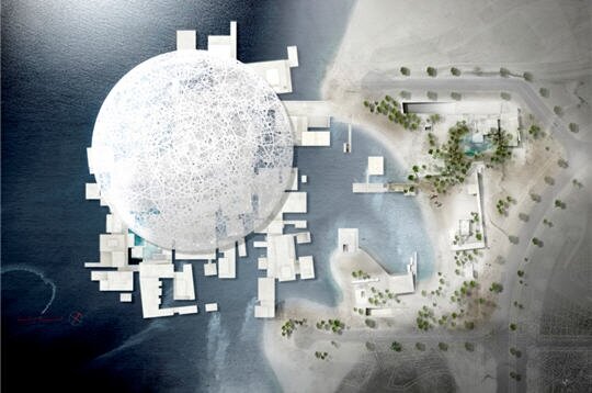 musee louvre jean nouvel abou dhabi eau ciel ile saadiyat Bientôt un musée du Louvre à Abou Dhabi par larchitecte Jean Nouvel