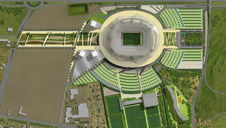 plan masse grand stade ol land Le projet du futur Grand Stade OL Land candidat à lEuro 2016