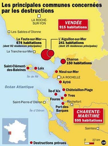tempete xynthia vendee charente maritime commune La liste des zones noires suite à la tempête Xynthia