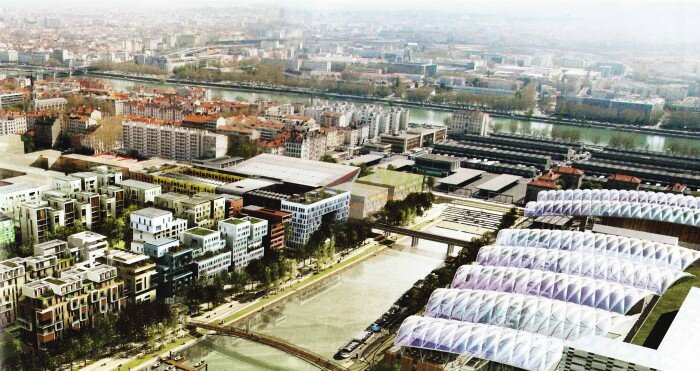 vue futur quartier lyon confluence 700x371 Nouveaux logements pour Lyon confluence : Lyon island 